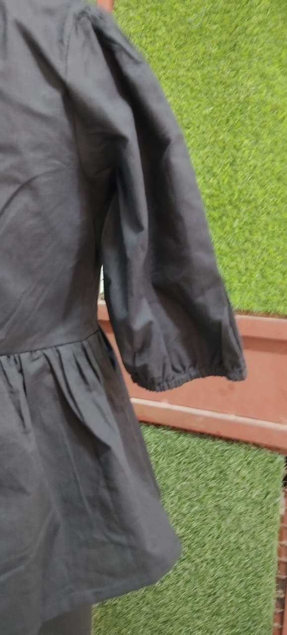 Black Embroidered Peplum Kurti