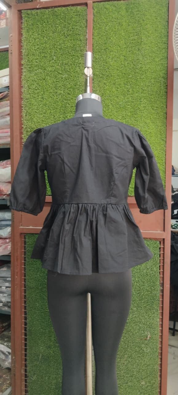 Black Embroidered Peplum Kurti