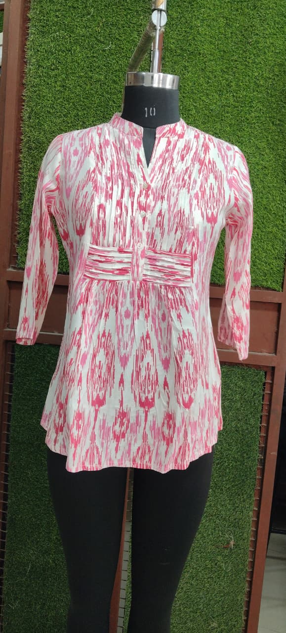 Pink Ikat Print Kurti
