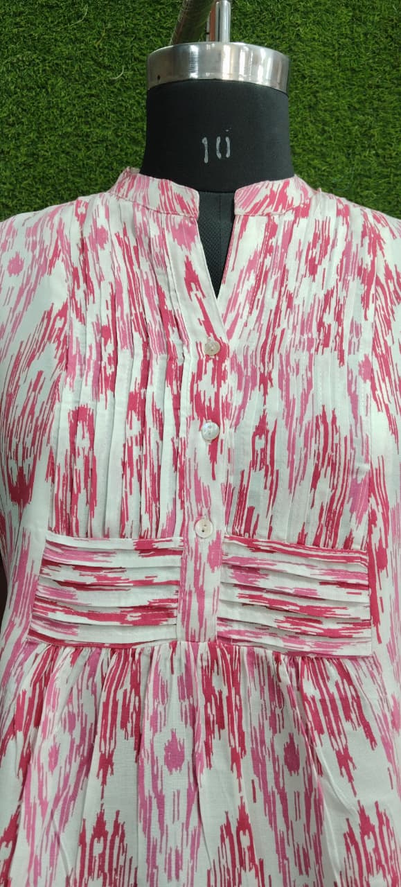 Pink Ikat Print Kurti
