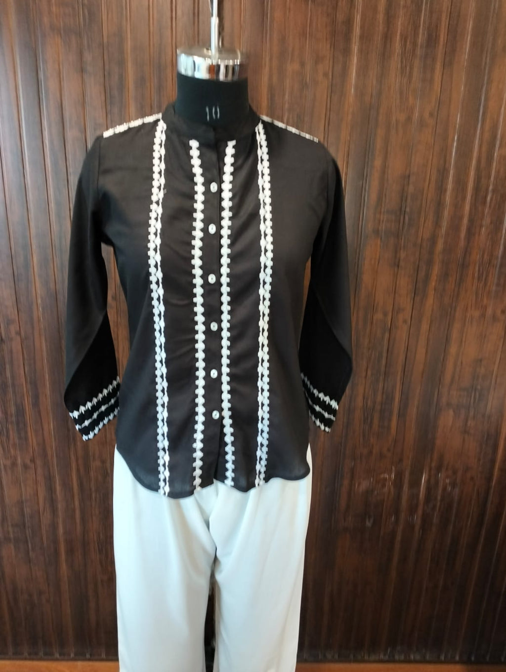 Mystic Black – Hand Embroidered Rayon Shirt