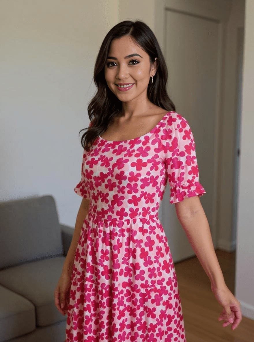 Blush Bloom Pink Floral Midi Dress – Summer Breeze Collection