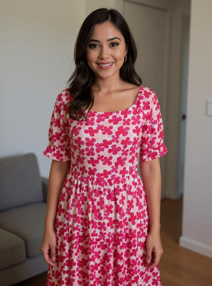 Blush Bloom Pink Floral Midi Dress – Summer Breeze Collection