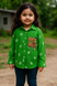 Bandhani green shirt with baby girl