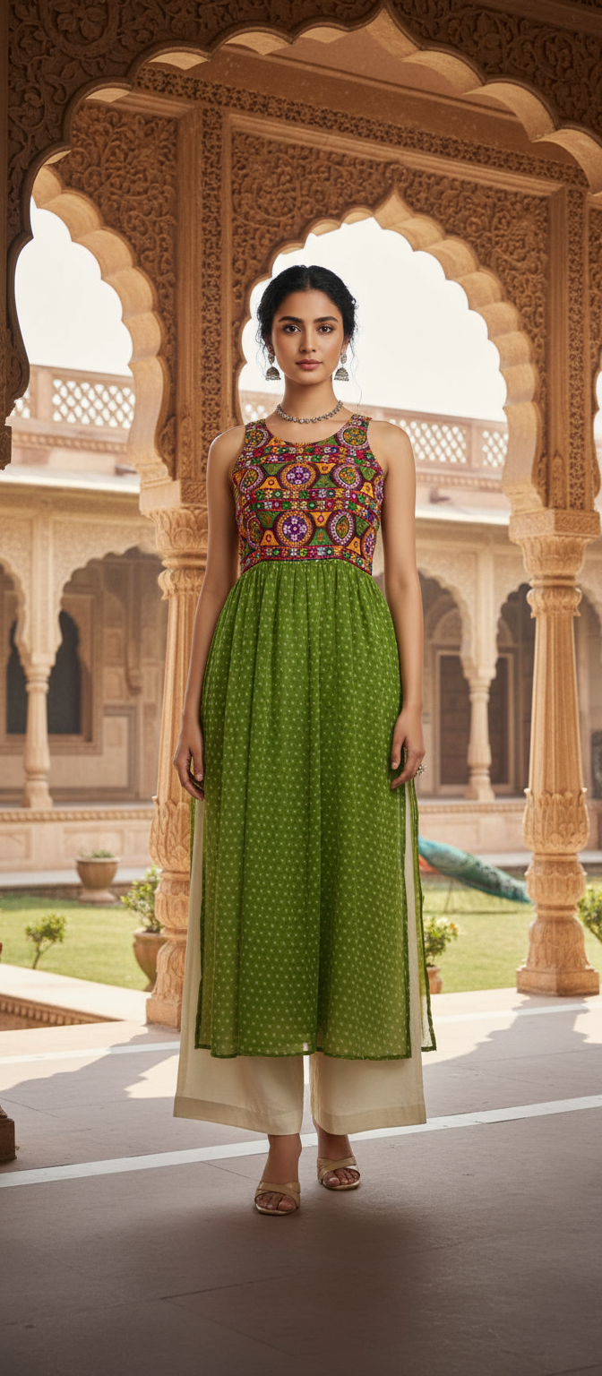 Jaipuri Boho Mirror Embroidered Kurta