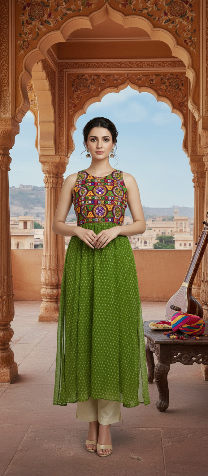 Jaipuri Boho Mirror Embroidered Kurta