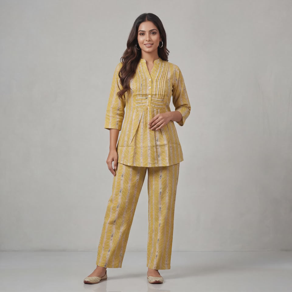Sunlit Chevron Pintuck Co-Ord Set