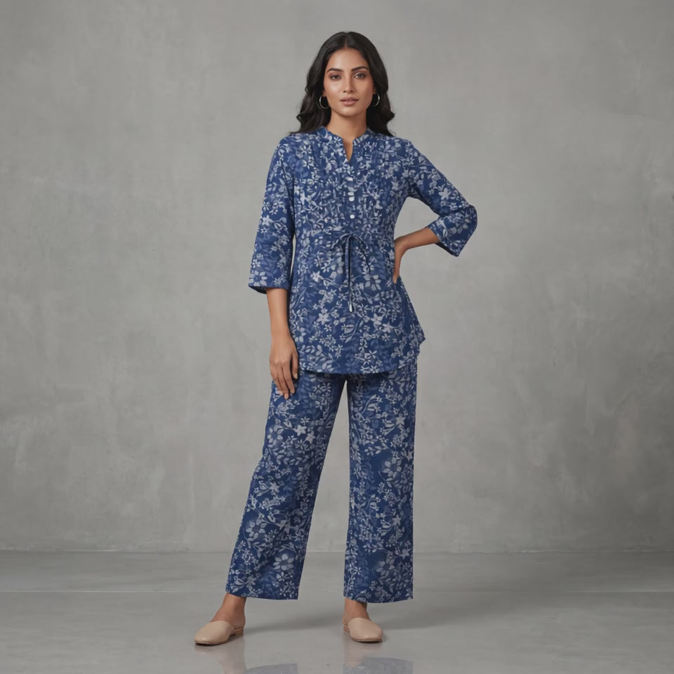 Indigo Blossom Cotton Co-Ord Set