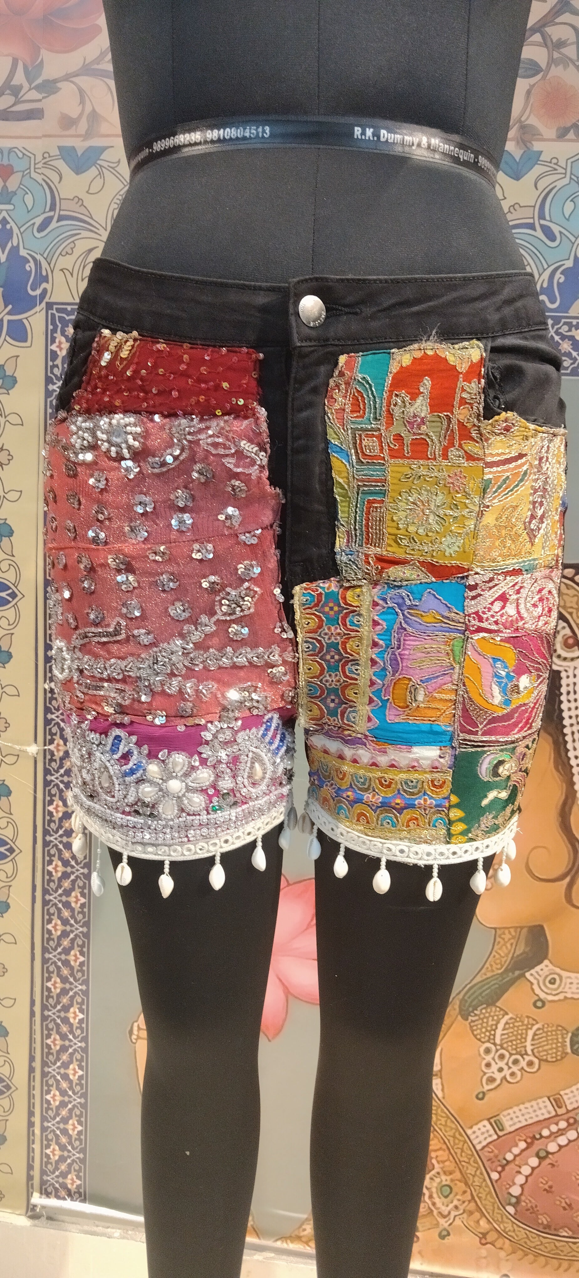 Boho Patchwork Mirror Embroidered Shorts