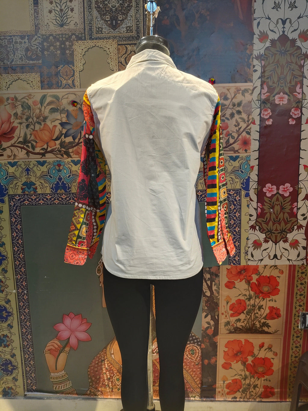 White Handcrafted Patchwork Shirt with Artistic Hand Embroidery – Boho Fusion Wear