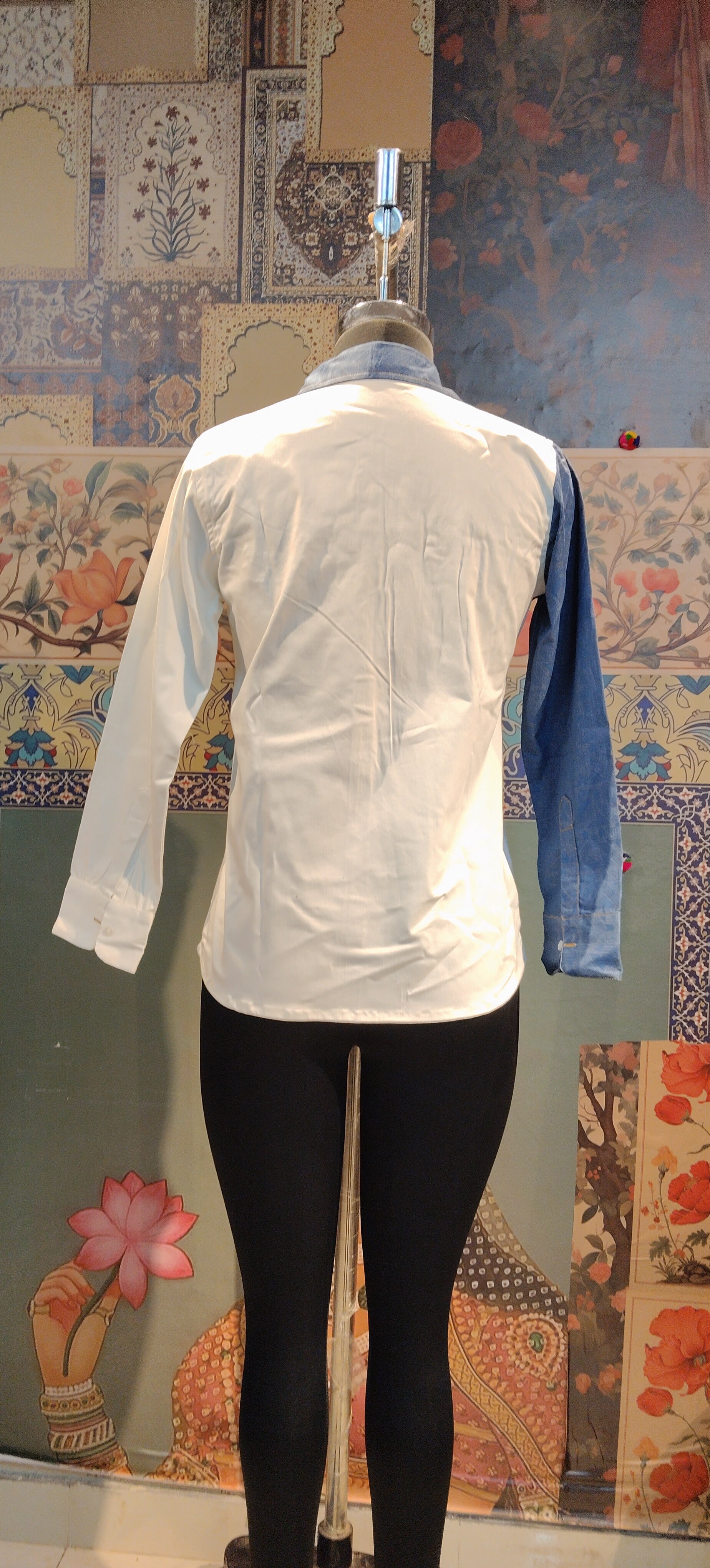 Vibrant Boho Fusion Hand-Embroidered Shirt – Mirror Work & Patch Detailing