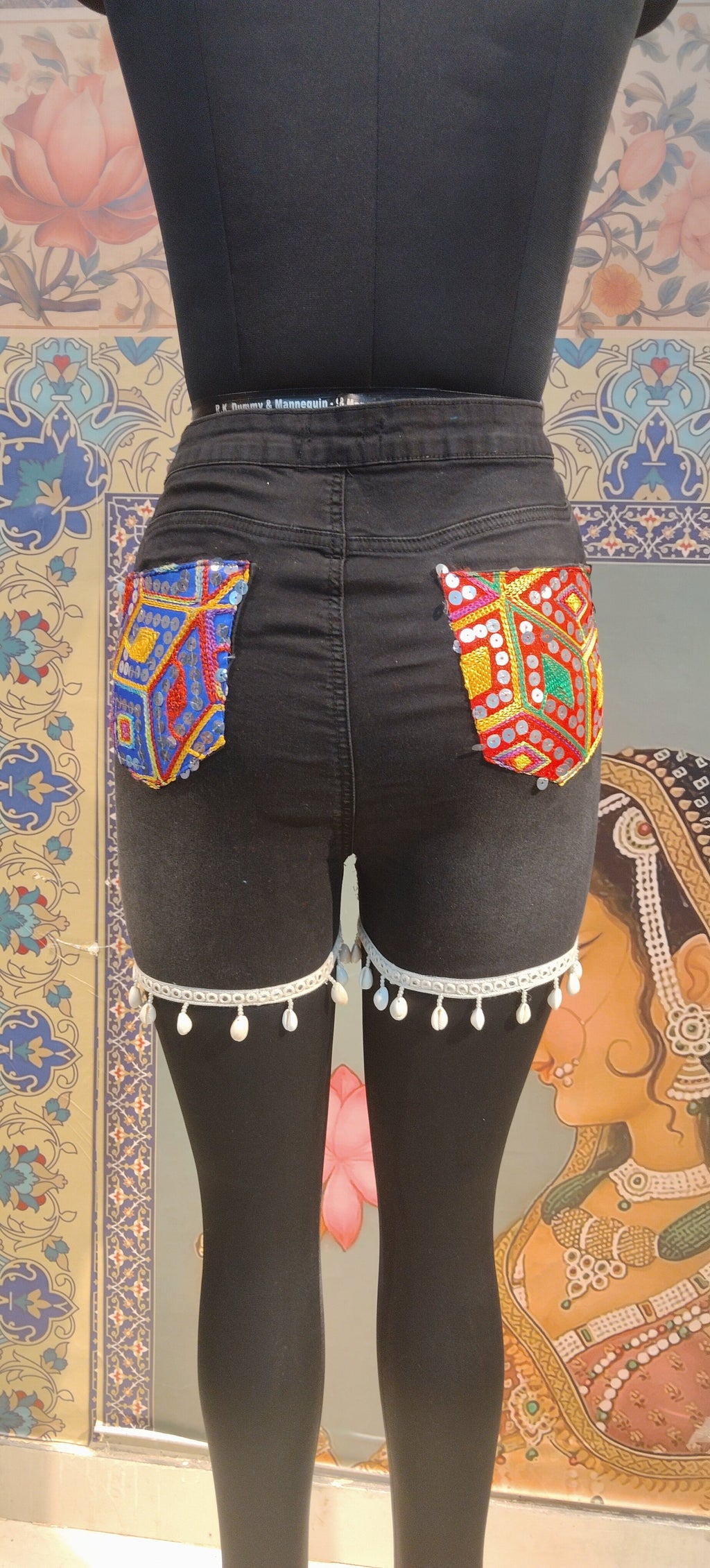 Boho Patchwork Mirror Embroidered Shorts
