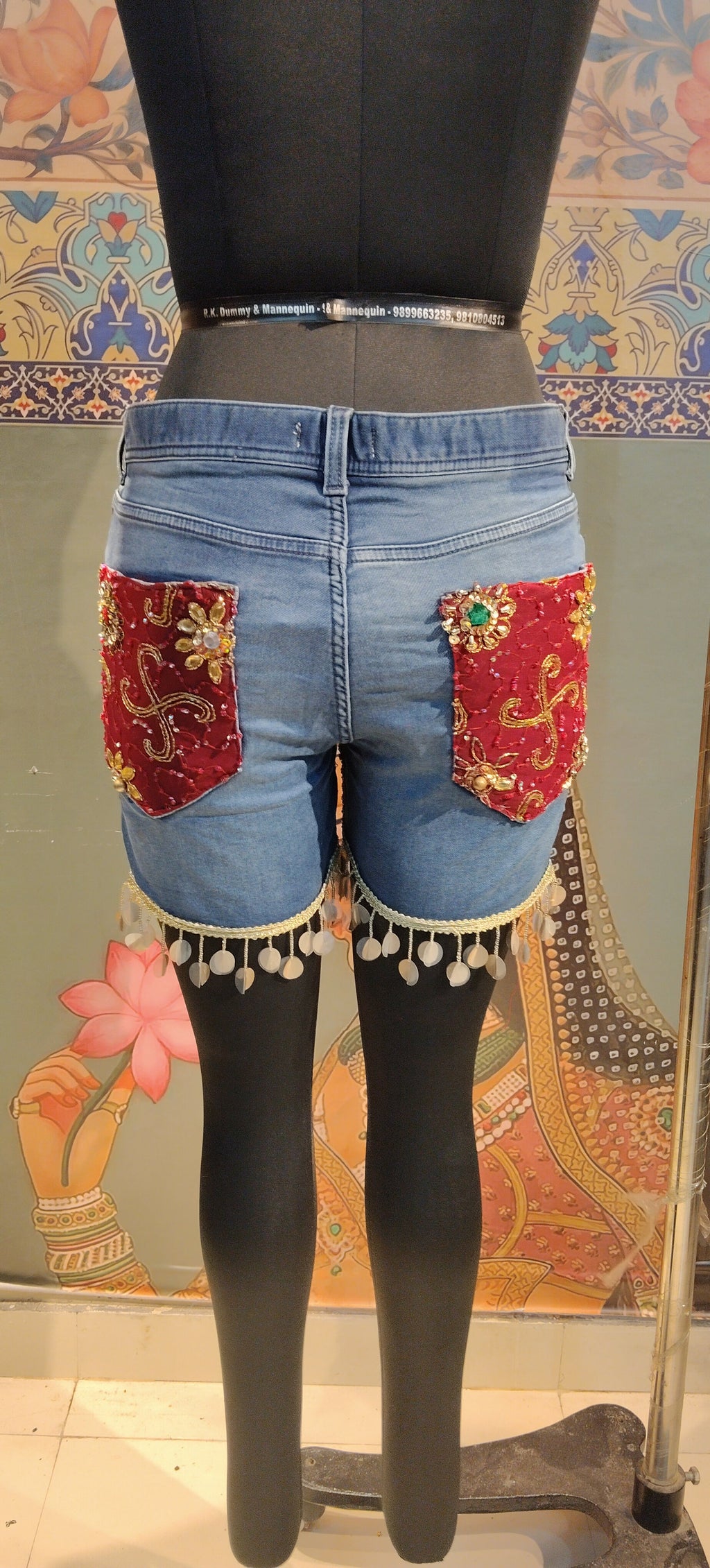 Denim Shorts Boho Patchwork Embroidered