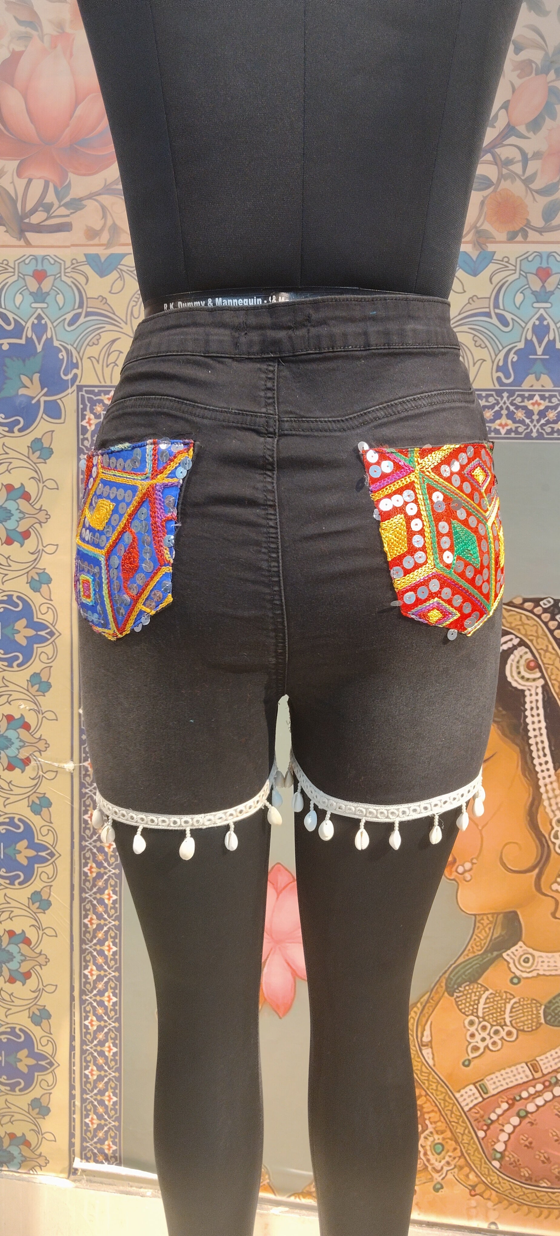Boho Patchwork Mirror Embroidered Shorts