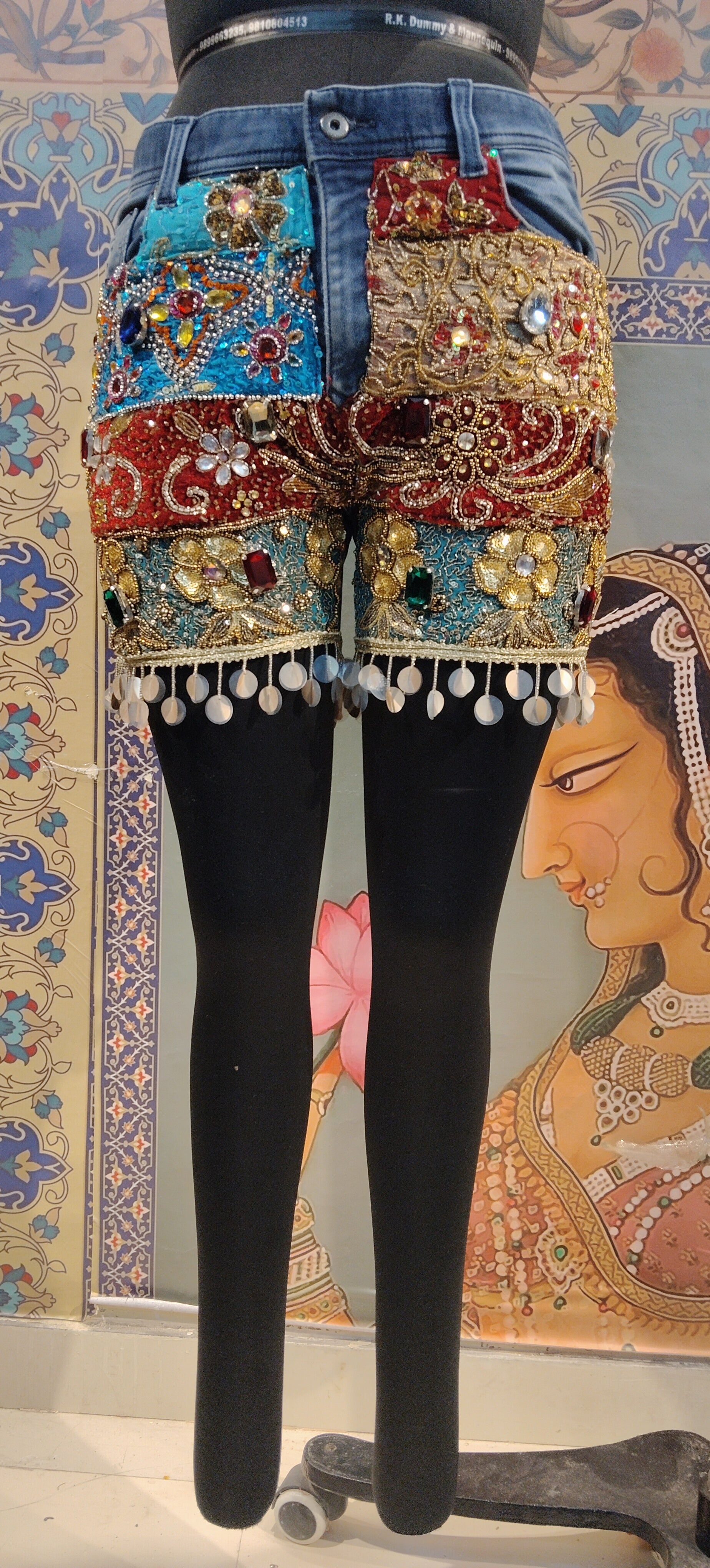Denim Shorts Boho Patchwork Embroidered