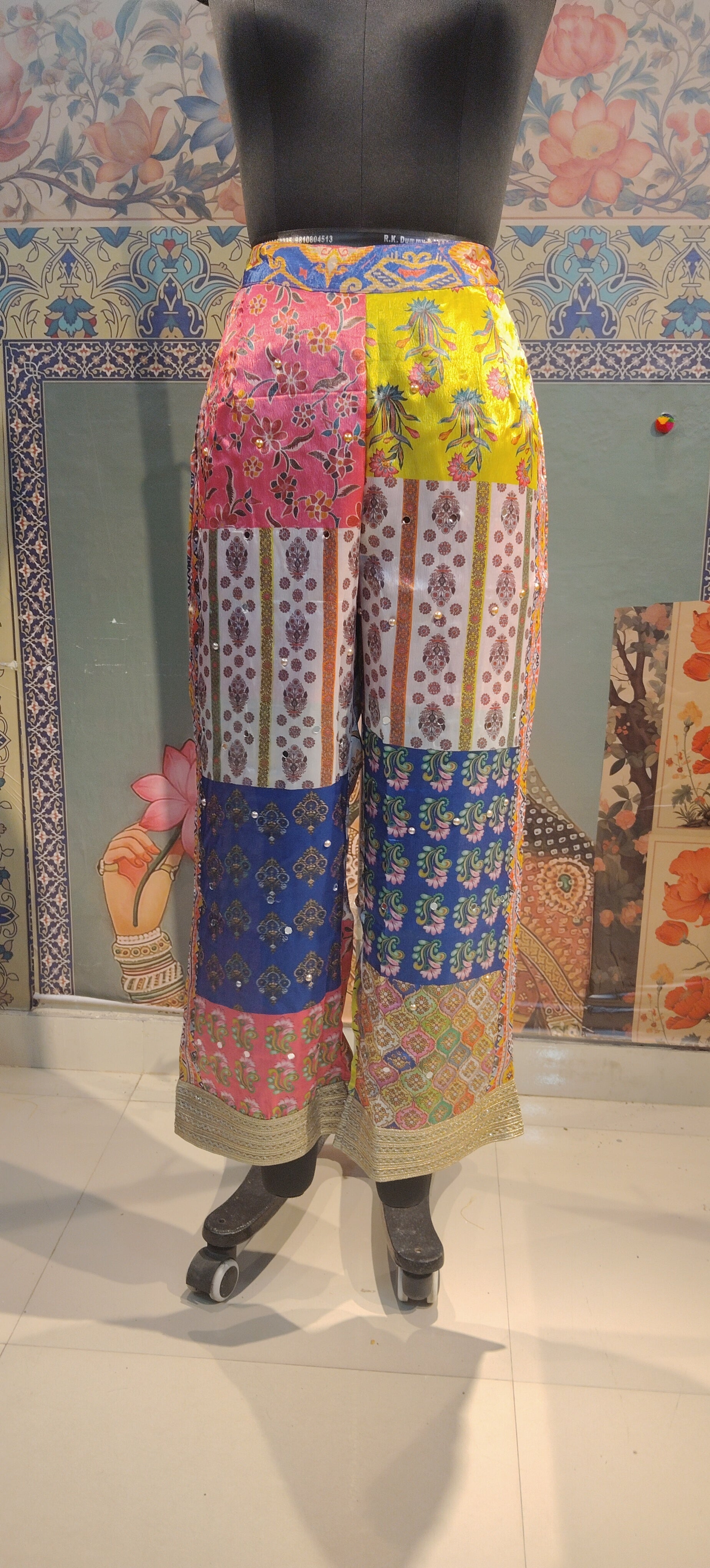 White Dazzle Pant Patchwork Hand Embroidery