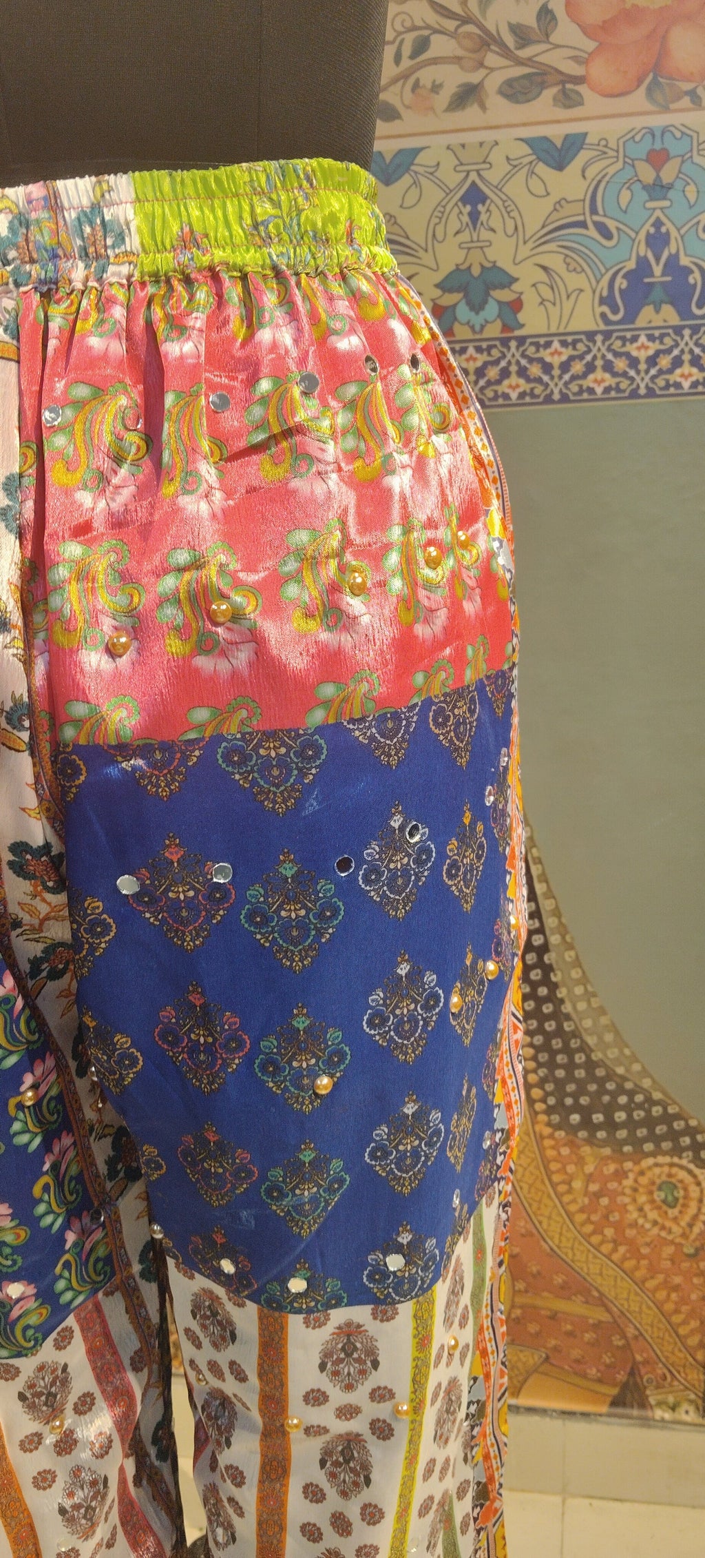 White Dazzle Pant Patchwork Hand Embroidery