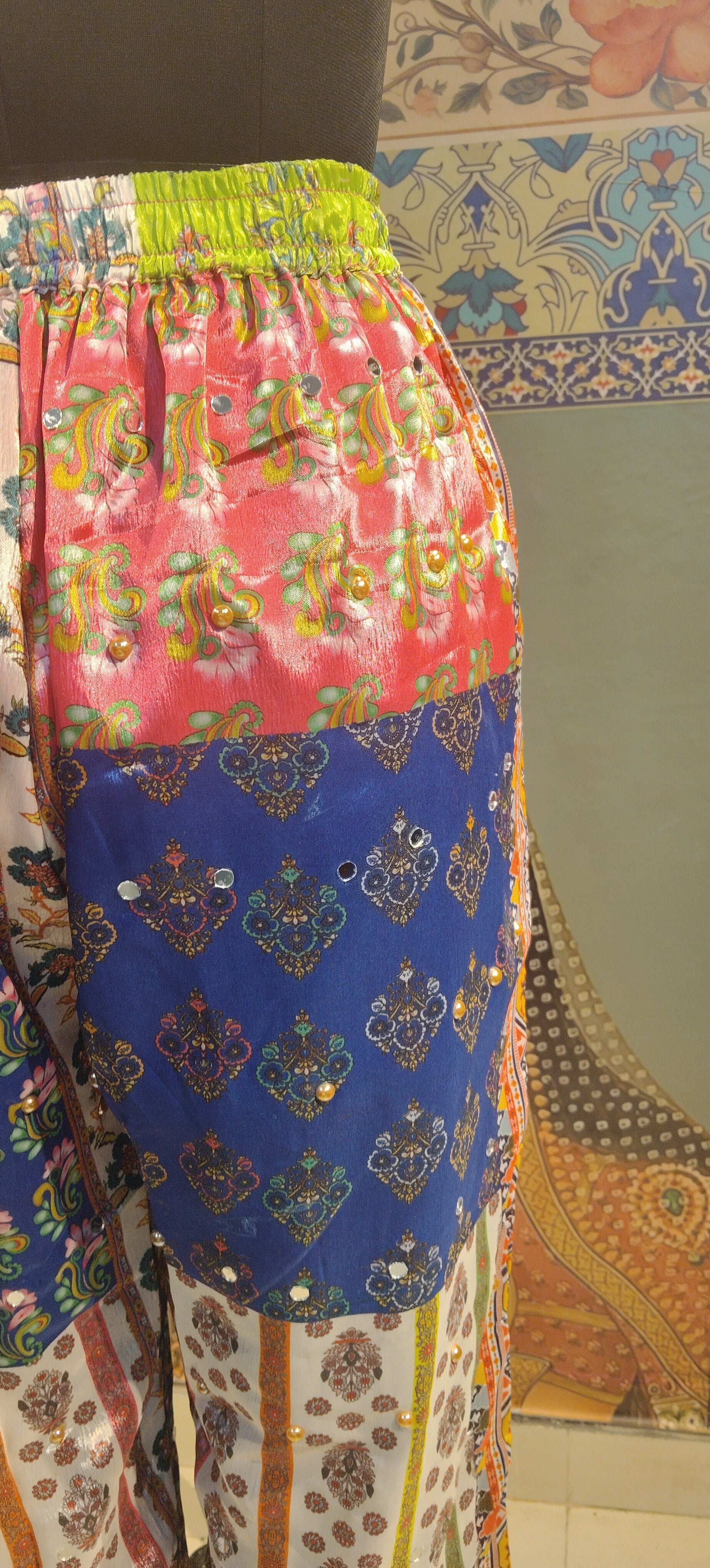 White Dazzle Pant Patchwork Hand Embroidery