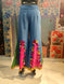 Bandhani Patchwork Wide-Leg Pants with Mirror Accents