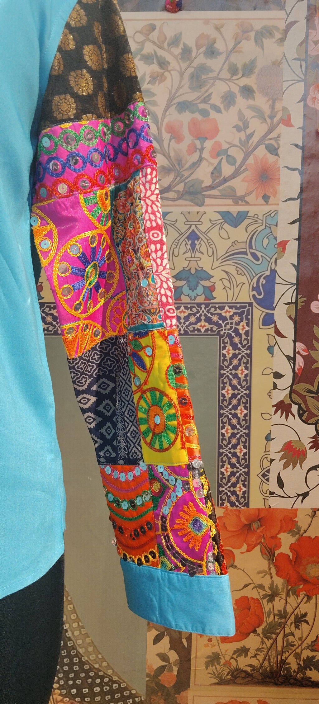 Patchwork Shirt Gypsy Grid Turquoise Multicolor