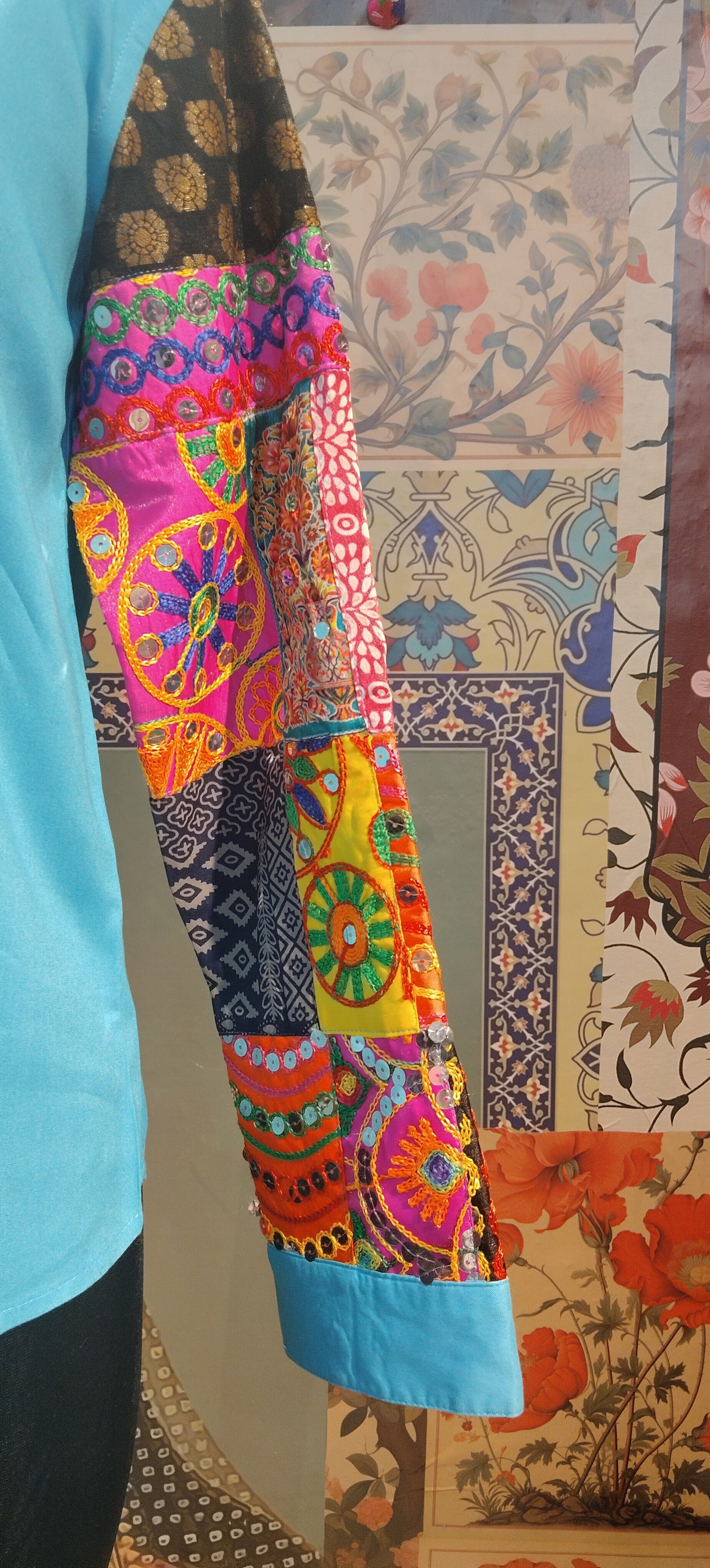 Patchwork Shirt Gypsy Grid Turquoise Multicolor
