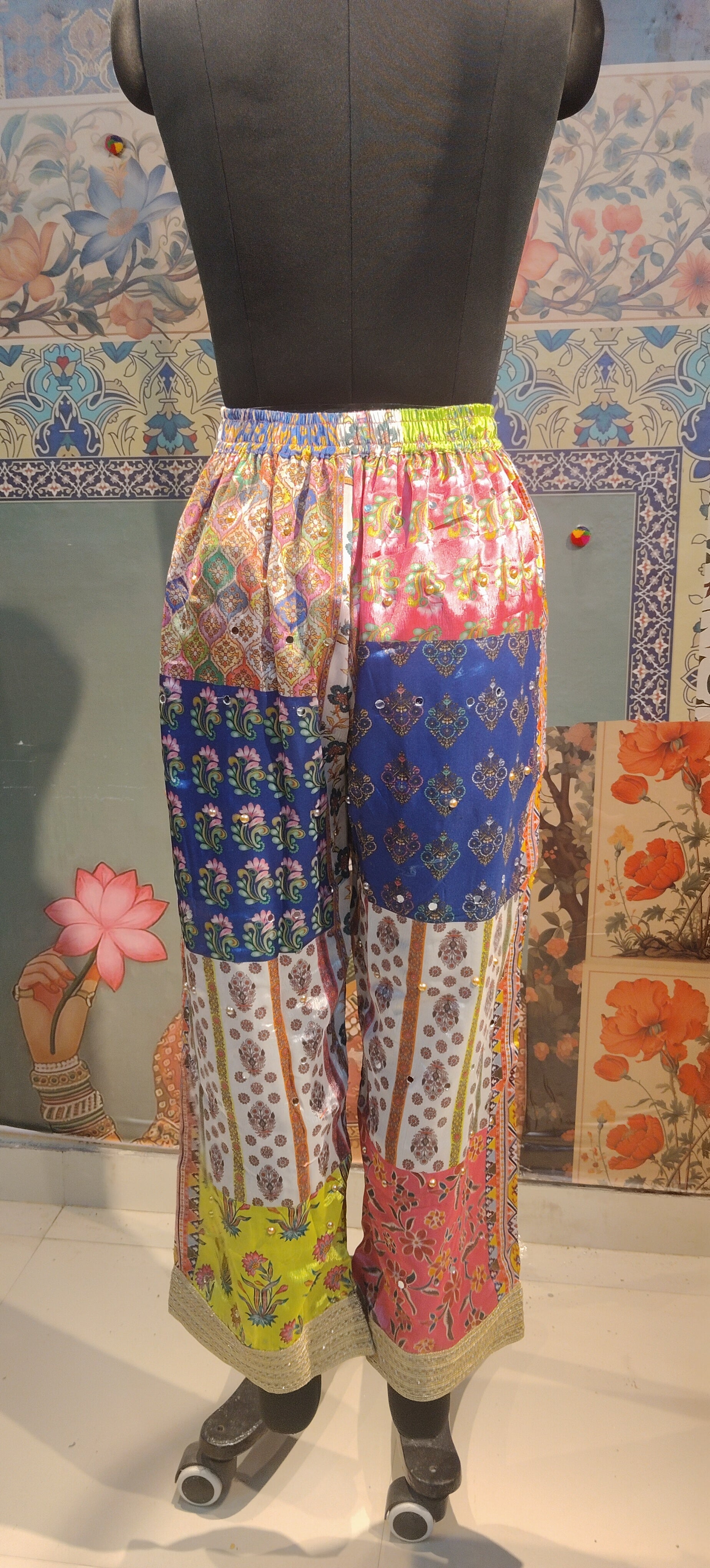White Dazzle Pant Patchwork Hand Embroidery