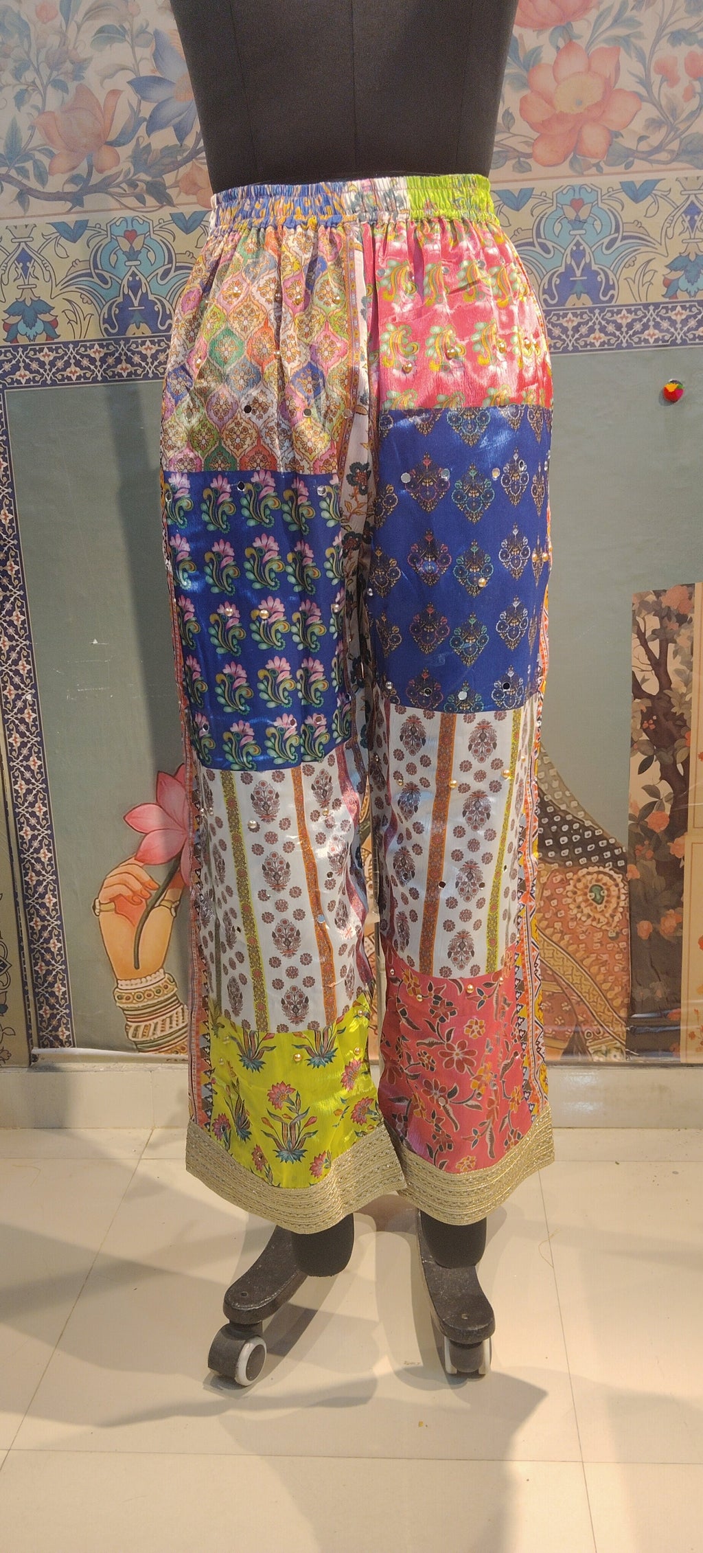 White Dazzle Pant Patchwork Hand Embroidery