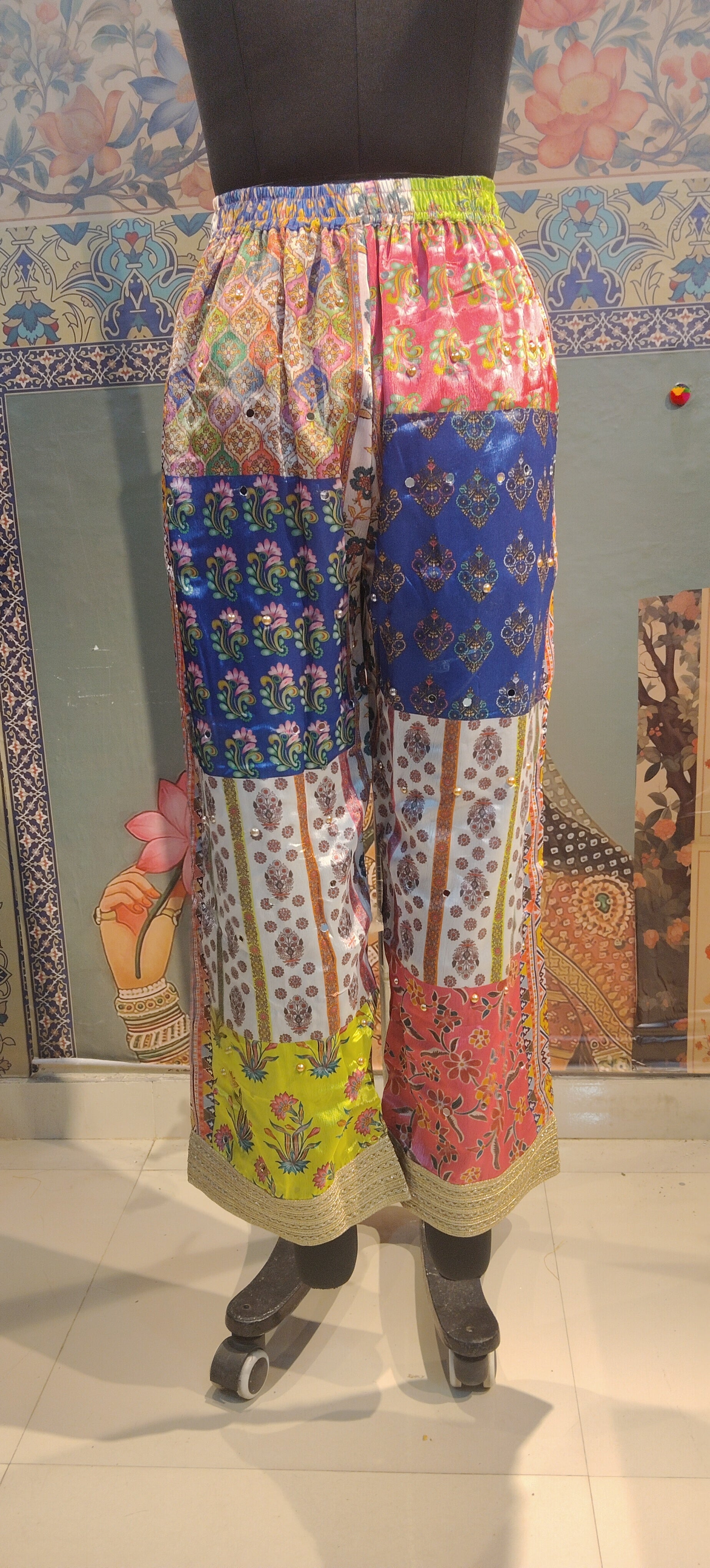 White Dazzle Pant Patchwork Hand Embroidery