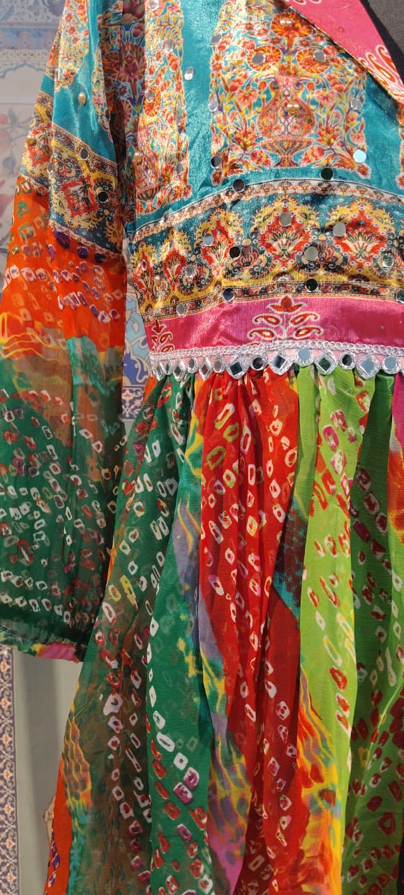 Boho Multicolor Mirror Work Peplum Kurti