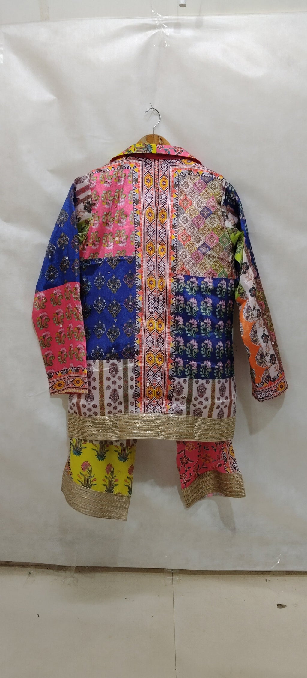 Multicolor Patchwork Mirror Work Blazer – Boho Chic Statement Jacket
