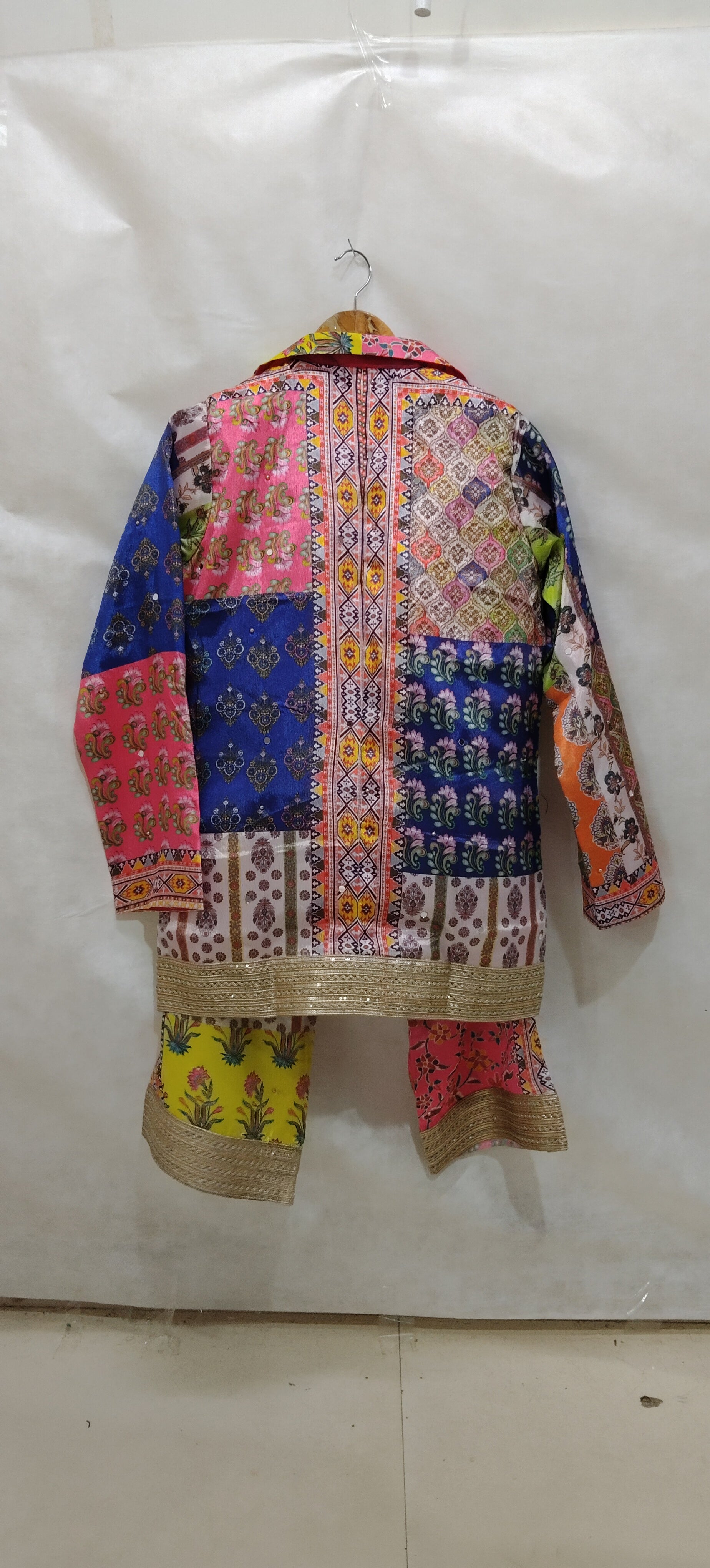 Multicolor Patchwork Mirror Work Blazer – Boho Chic Statement Jacket